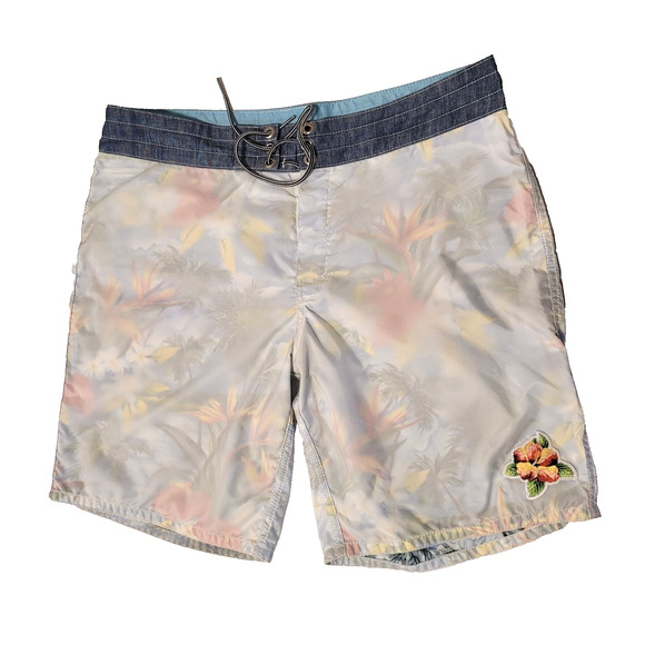 RARE Birdwell Beach Britches Board Shorts 34" Paradise Transparent Floral Lined - Picture 1 of 16